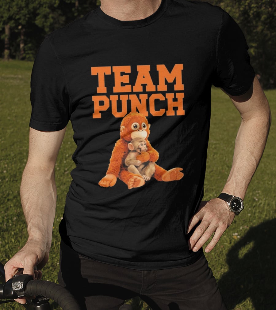Team Punch Monkey Hugging Plush Toy T-Shirt