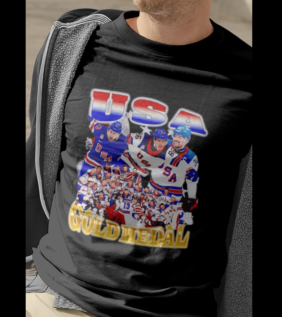 USA Gold Medal Team Vintage Bootleg Throwback T-Shirt