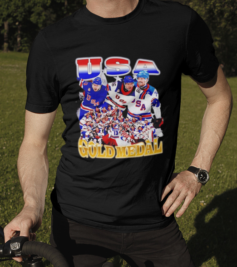 USA Gold Medal Team Vintage Bootleg Throwback T-Shirt