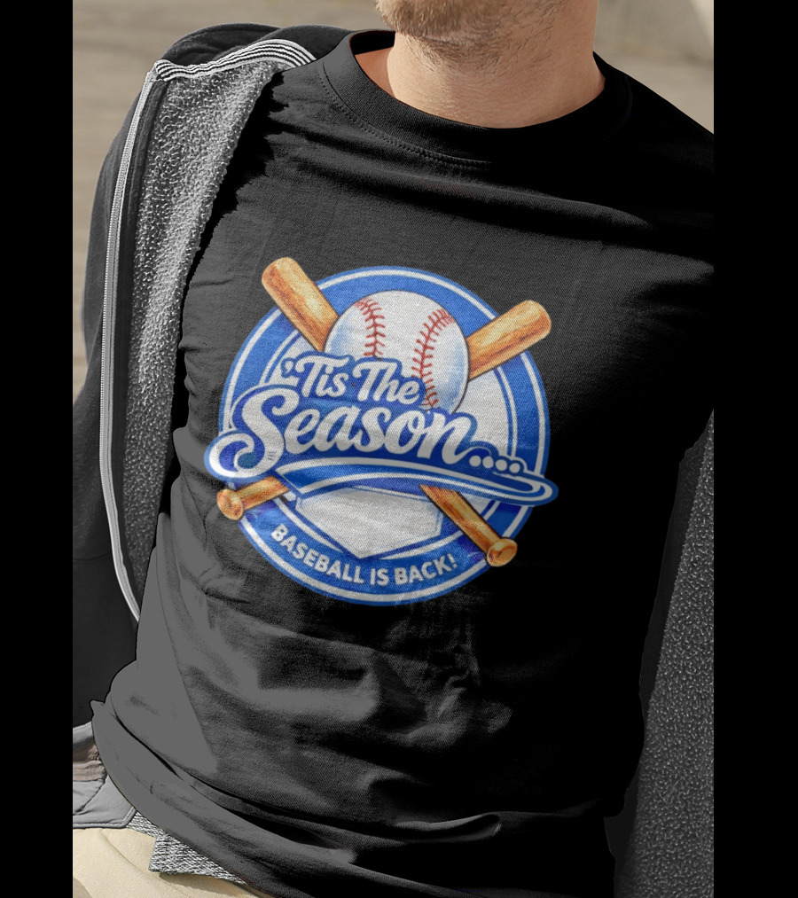 Tis The Season Baseball Is Back Baseball Bats And Ball Circle T-Shirt