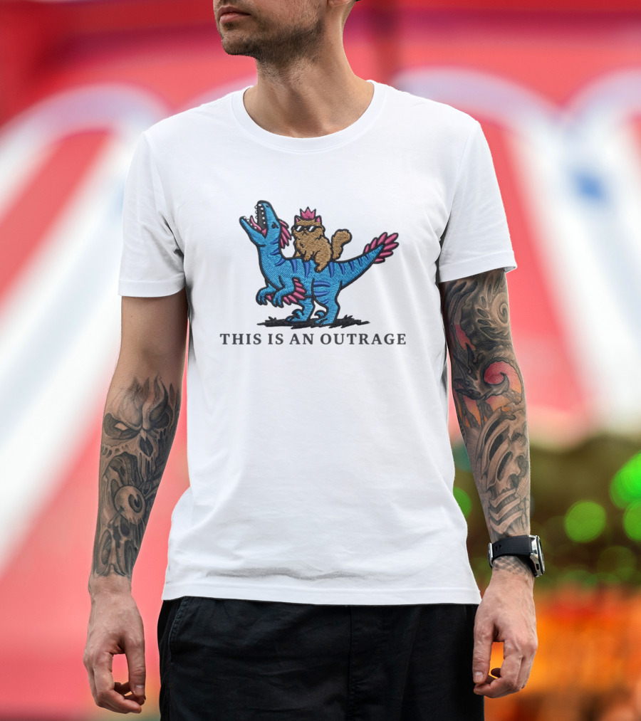 Cat Lover Embroidered Princess Donut And Mongo Dinosaur Outrage T-Shirt