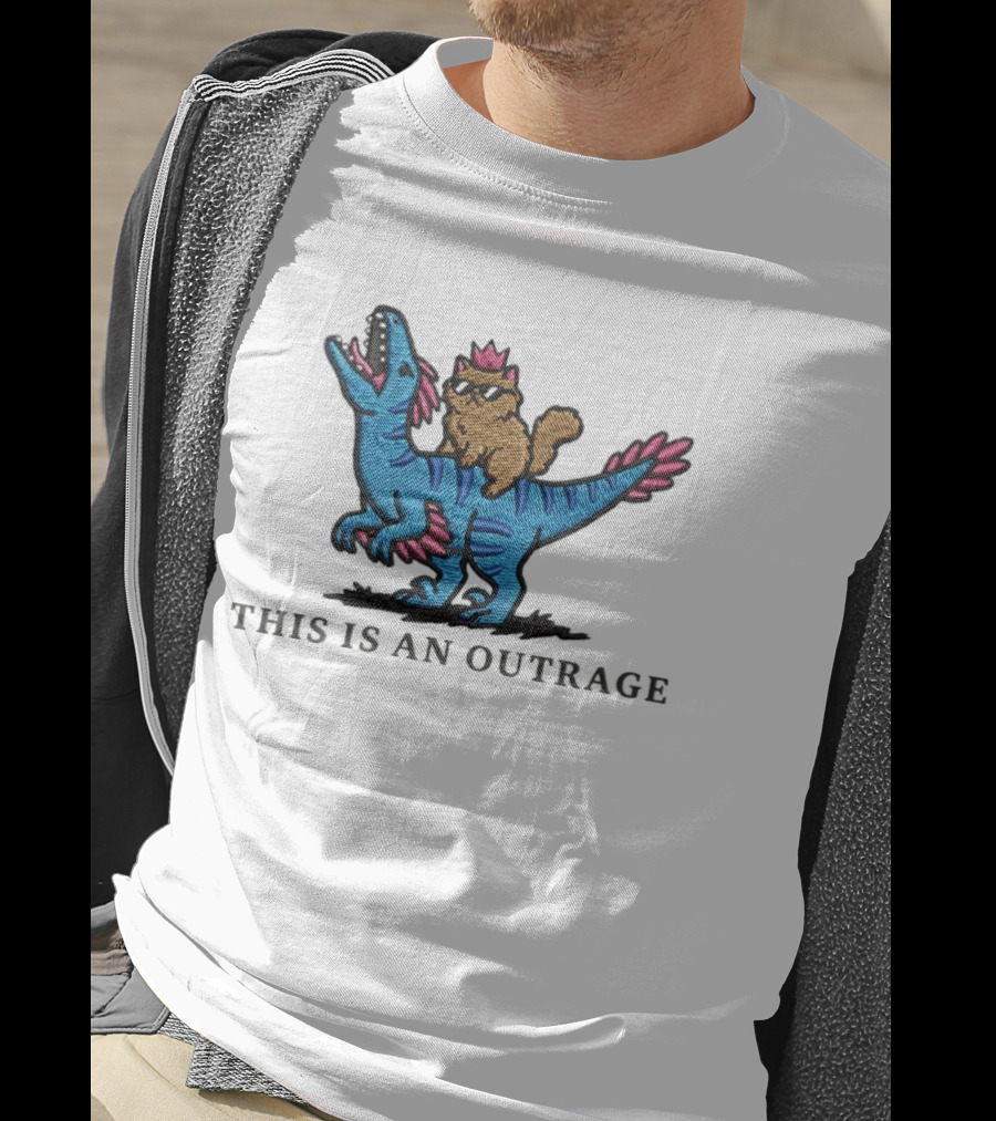 Cat Lover Embroidered Princess Donut And Mongo Dinosaur Outrage T-Shirt