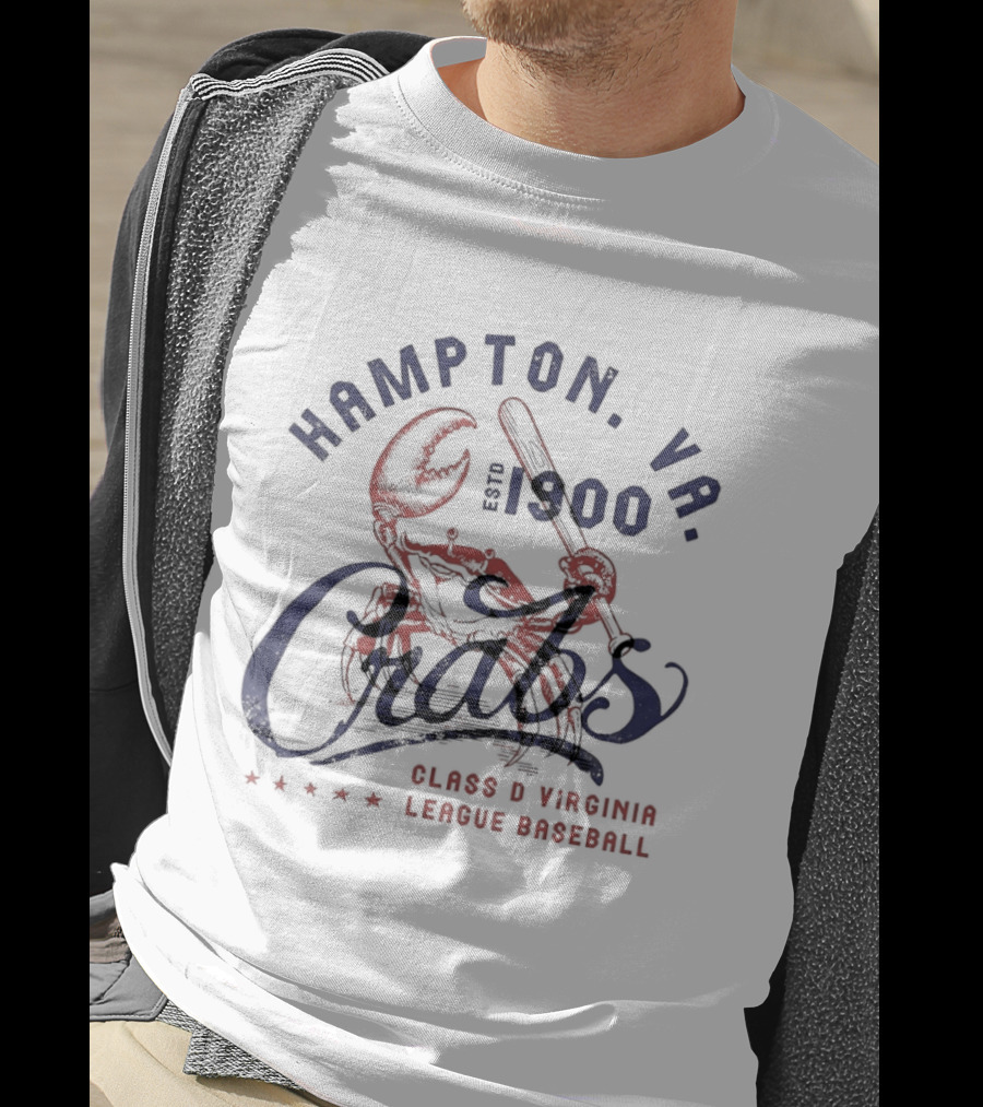 Hampton VA Crabs Est 1900 Class D Virginia League Baseball T-Shirt