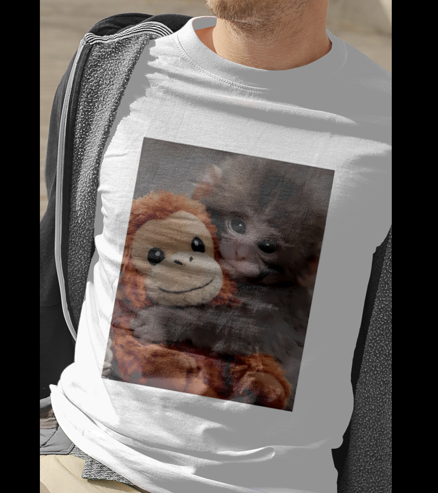 I Love Punch Monkey Hugging Stuffed Monkey T-Shirt