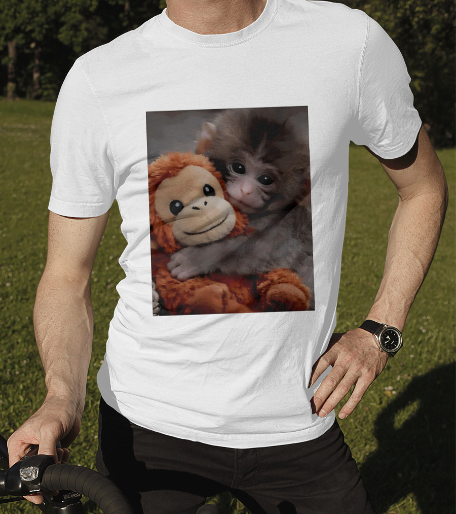 I Love Punch Monkey Hugging Stuffed Monkey T-Shirt