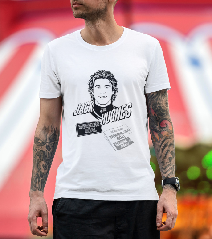 Jack Hughes Winning Goal New Jersey Devils Star USA Hockey 2026 T-Shirt
