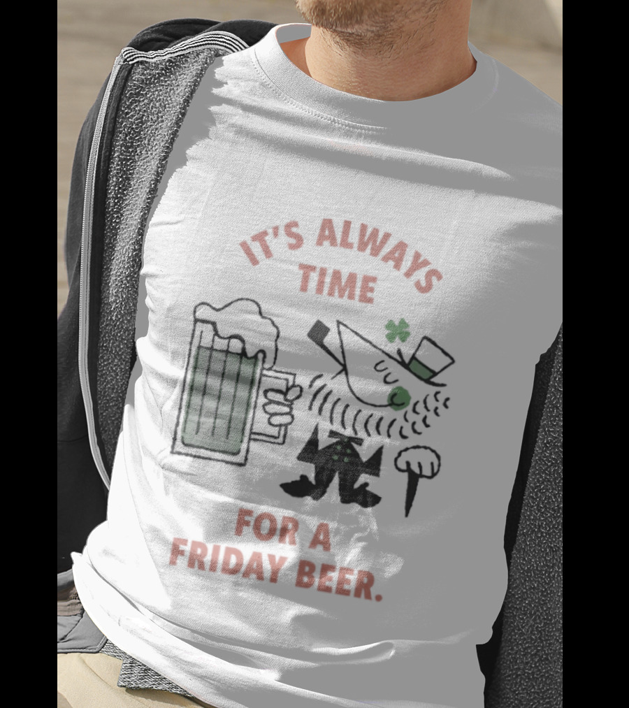 It's Always Time For A Friday Beer Leprechaun Cartoon T-Shirt