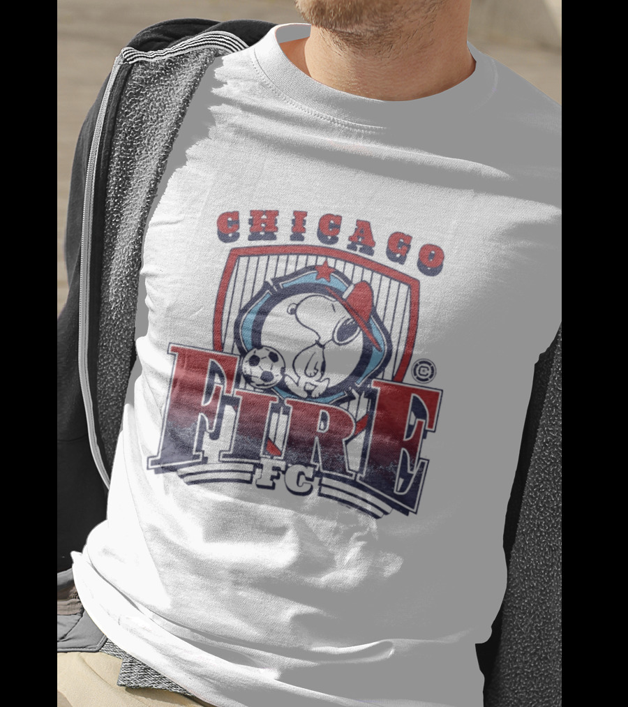 Peanuts Snoopy Chicago Fire FC Collaboration With Soccer Ball And Hat T-Shirt
