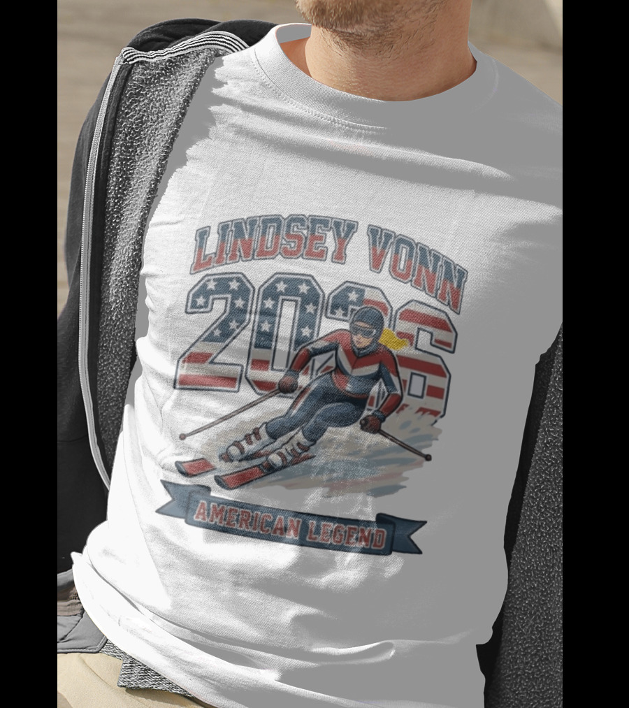 Lindsey Vonn 2026 American Legend Winter USA Skiing T-Shirt
