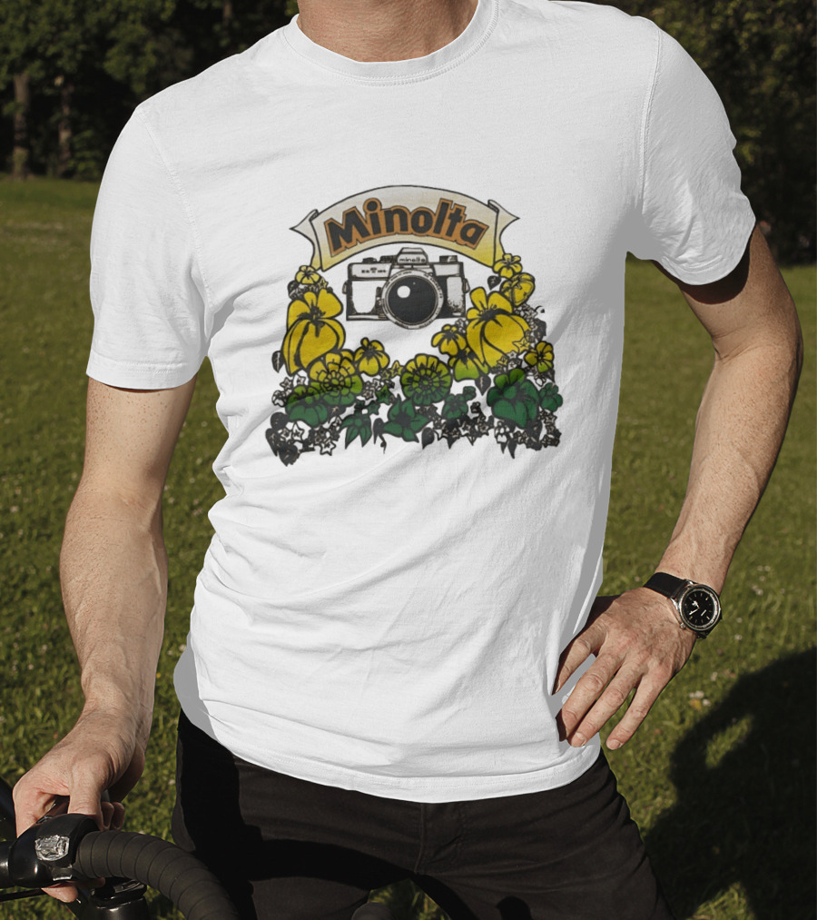 Minolta SRT 70s Vintage Floral Camera Promo T-Shirt