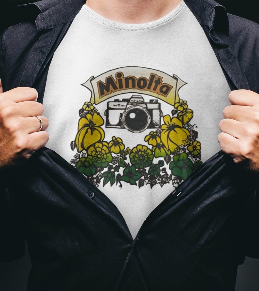 Minolta SRT 70s Vintage Floral Camera Promo T-Shirt
