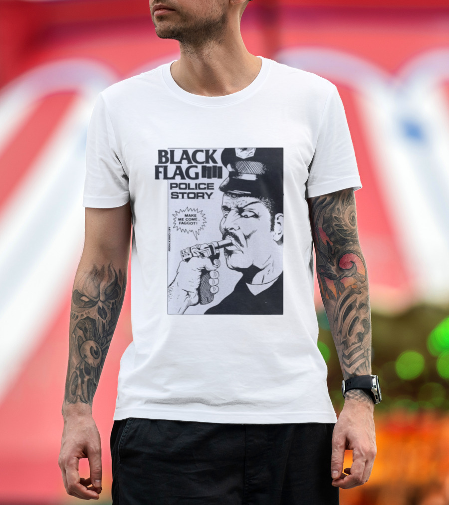 Black Flag Police Story Make Me Come OKC's Finest Raymond Pettibon Two Eagles Keepsake T-Shirt