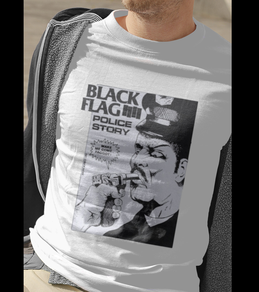 Black Flag Police Story Make Me Come OKC's Finest Raymond Pettibon Two Eagles Keepsake T-Shirt