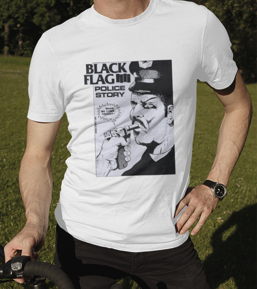 Black Flag Police Story Make Me Come OKC's Finest Raymond Pettibon Two Eagles Keepsake T-Shirt