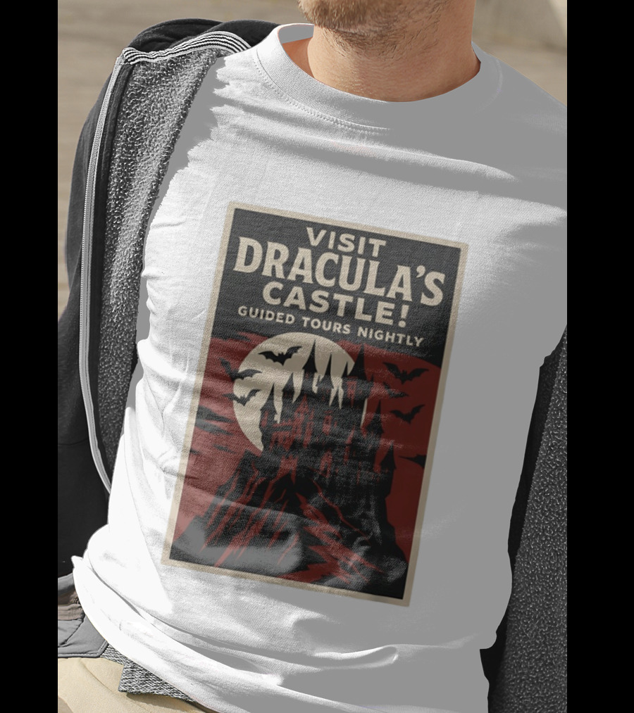 Visit Dracula's Castle Guided Tours Nightly Bats Moon Gothic Twilight T-Shirt