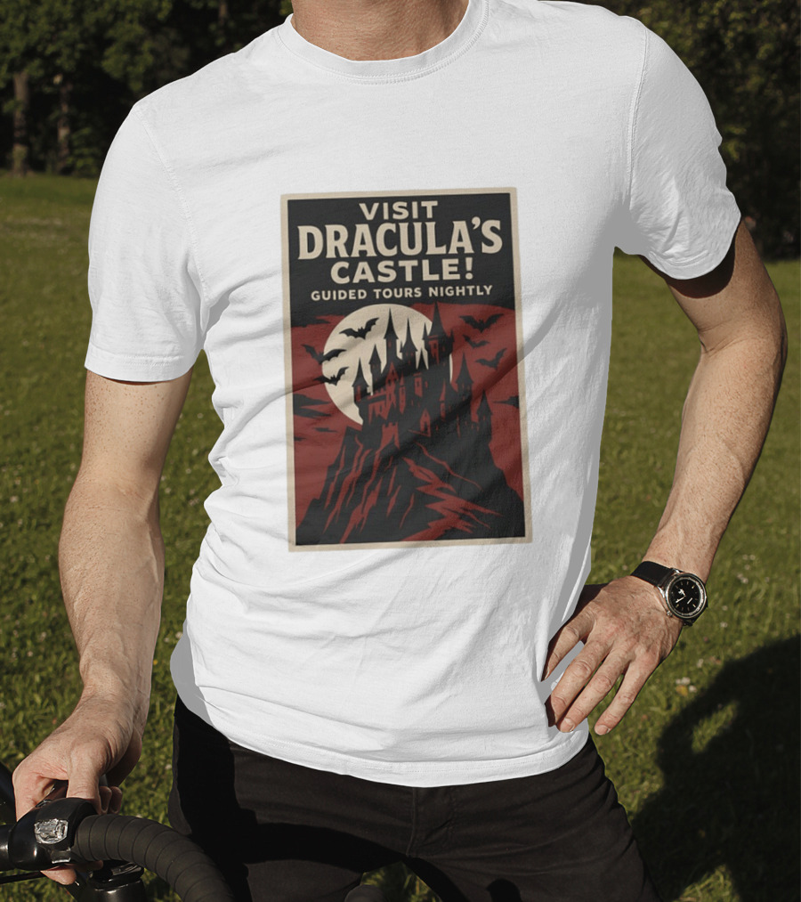 Visit Dracula's Castle Guided Tours Nightly Bats Moon Gothic Twilight T-Shirt