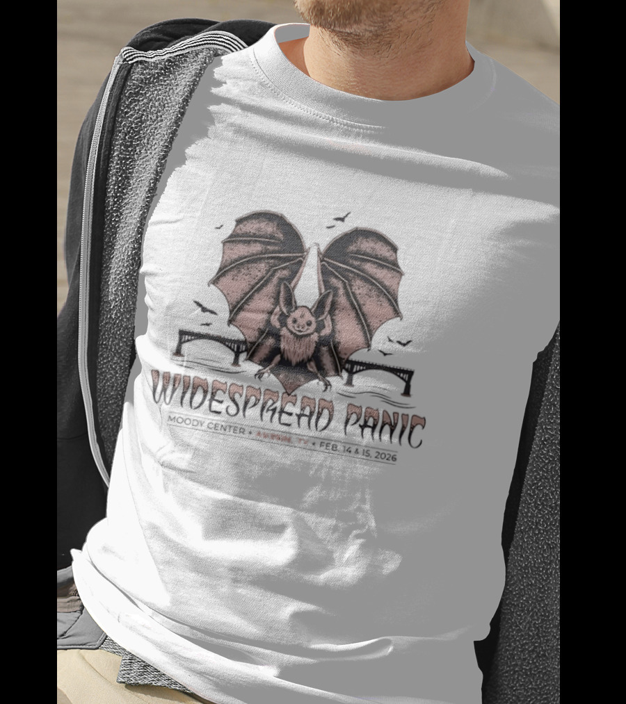 Widespread Panic Austin Texas 2026 Bat Wings And Bridges T-Shirt