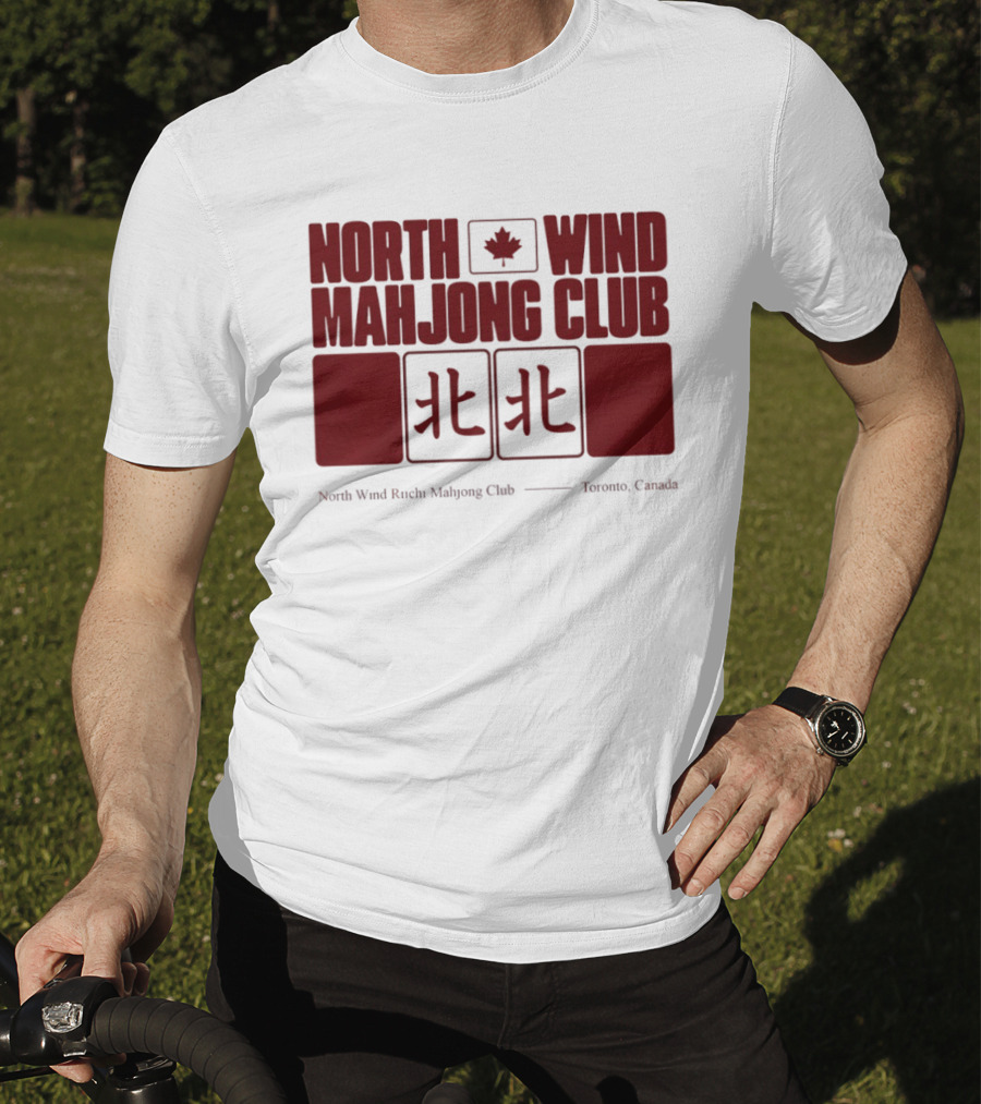 North Wind Mahjong Club Toronto Canada Maple Leaf Symbol Chinese Characters T-Shirt