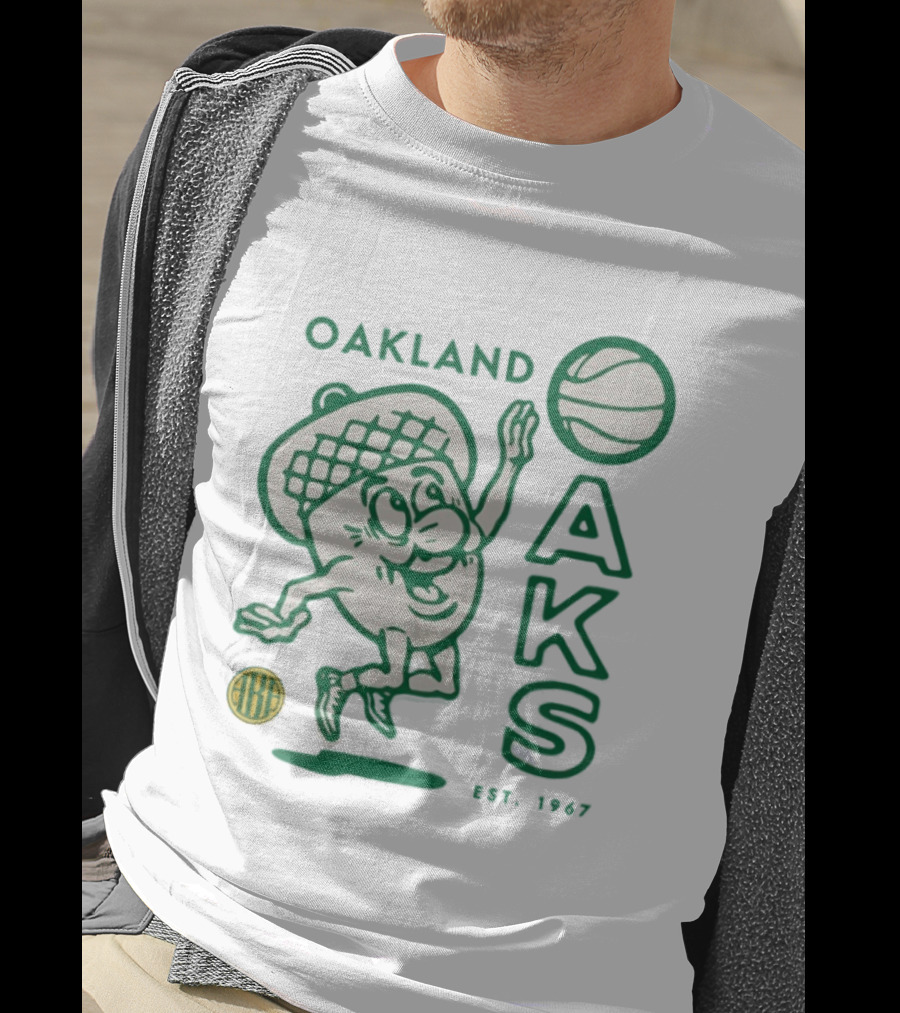Oakland Oaks ABA 1967 Basketball Cartoon Acorn T-Shirt
