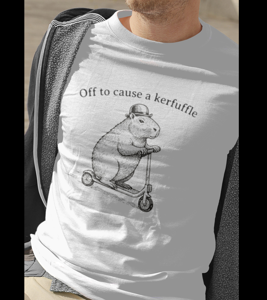 Off To Cause A Kerfuffle Capybara Groundhog Scooter Adventure T-Shirt