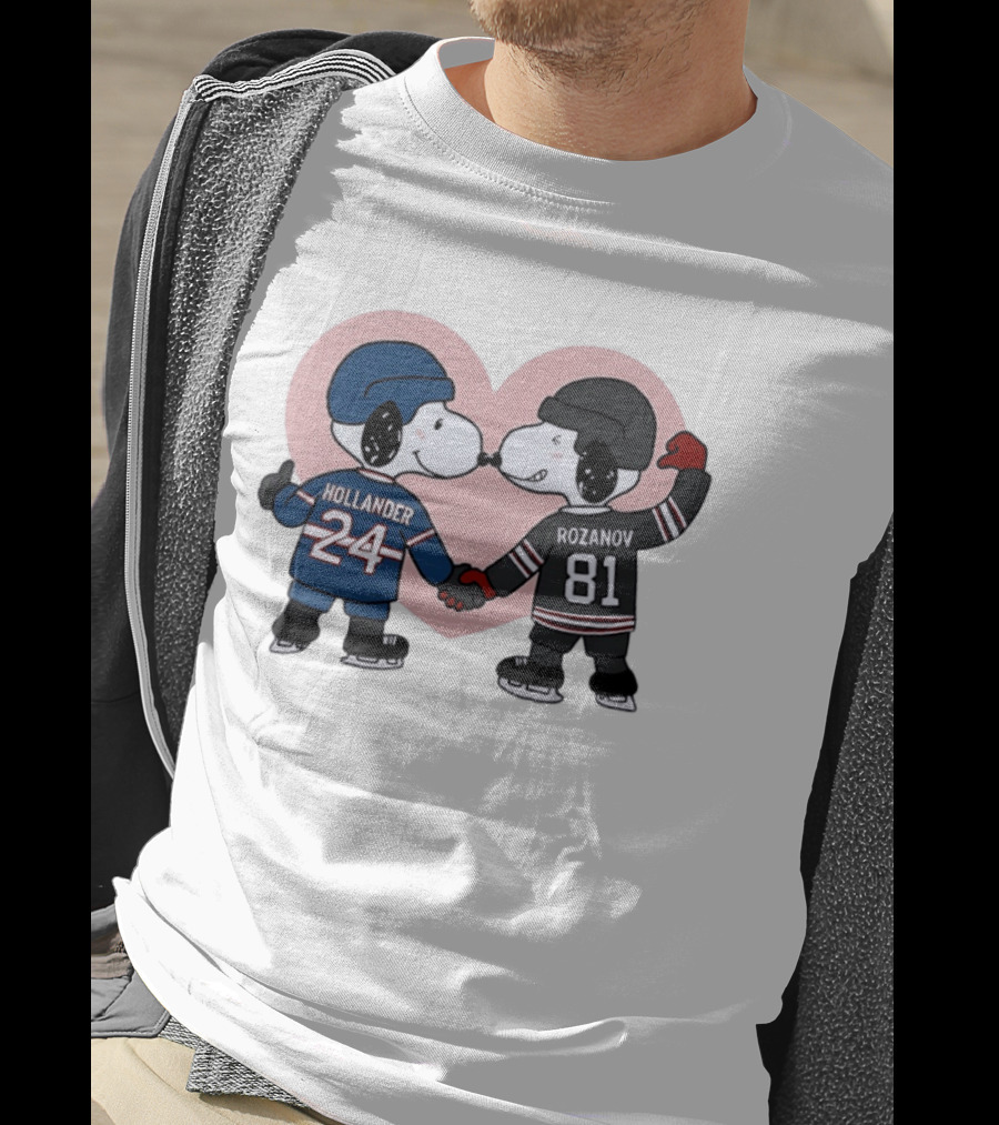 Snoopy Hockey Romance With Ilya Rozanov And Shane Hollander T-Shirt