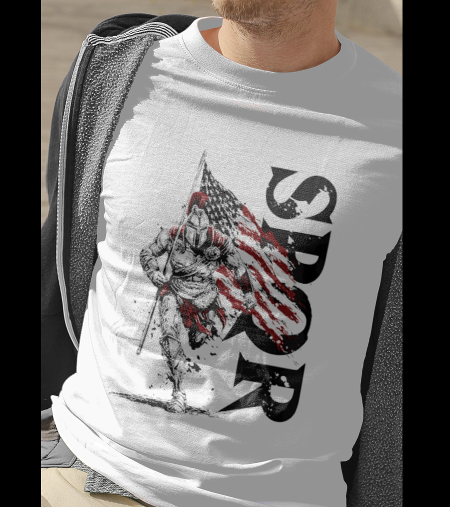 SPQR Roman Legion Knight With USA Flag T-Shirt