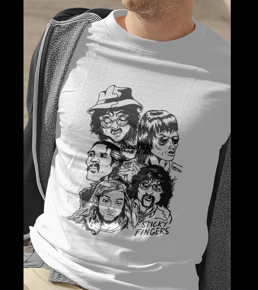 Sticky Fingers Band Member Caricature T-Shirt