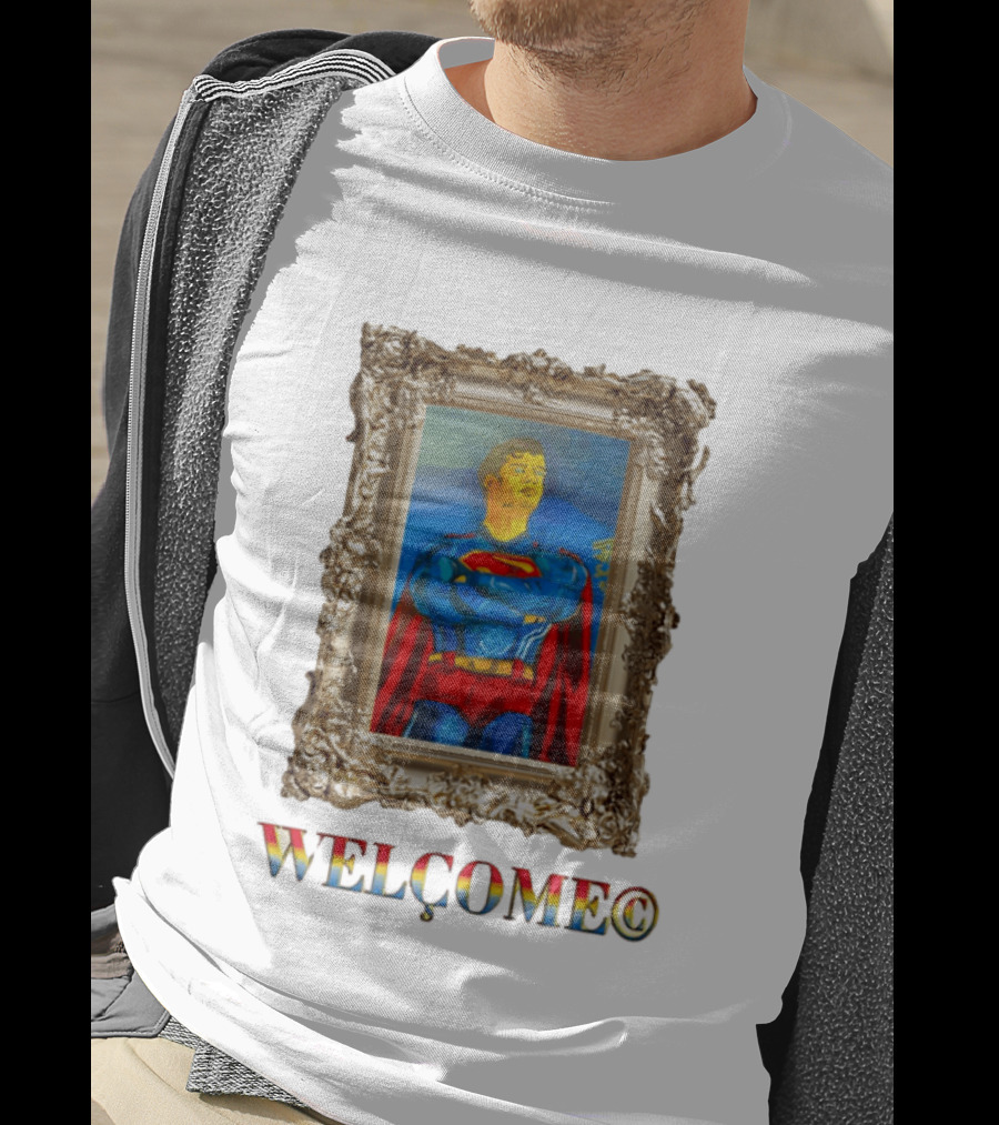 Superpunk Welcome Superman Iconic Gold Frame T-Shirt