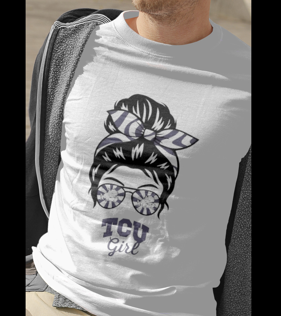 TCU Girl Messy Bun Glasses Horned Frogs T-Shirt