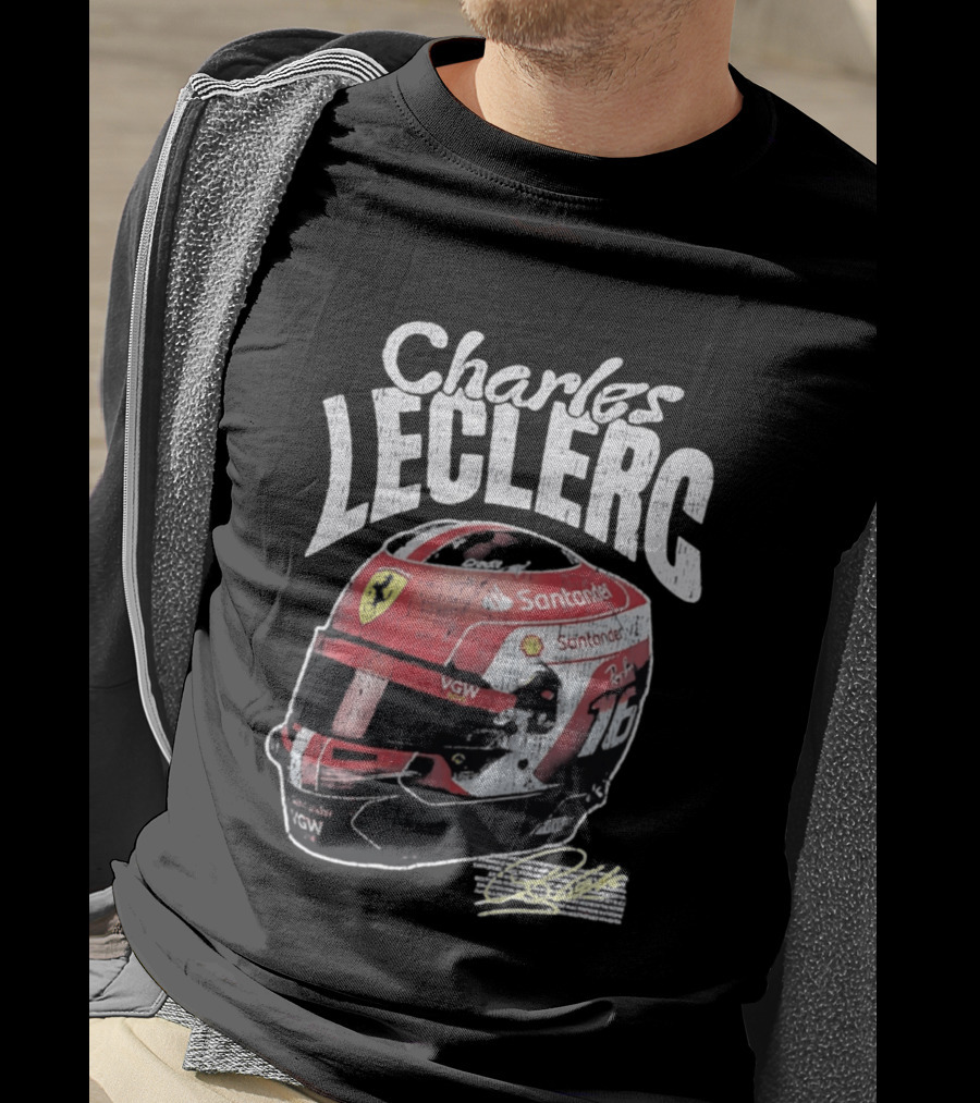 Charles Leclerc Ferrari Helmet VGW Santander 16 F1 Racing T-Shirt