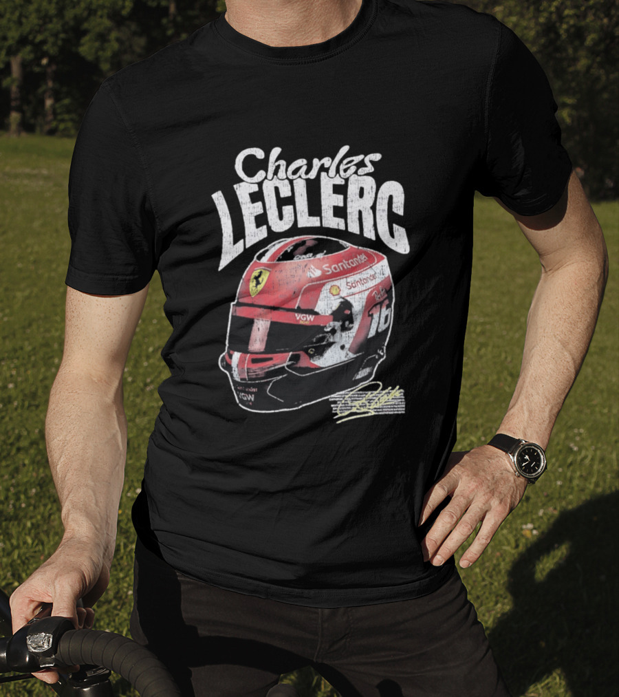 Charles Leclerc Ferrari Helmet VGW Santander 16 F1 Racing T-Shirt