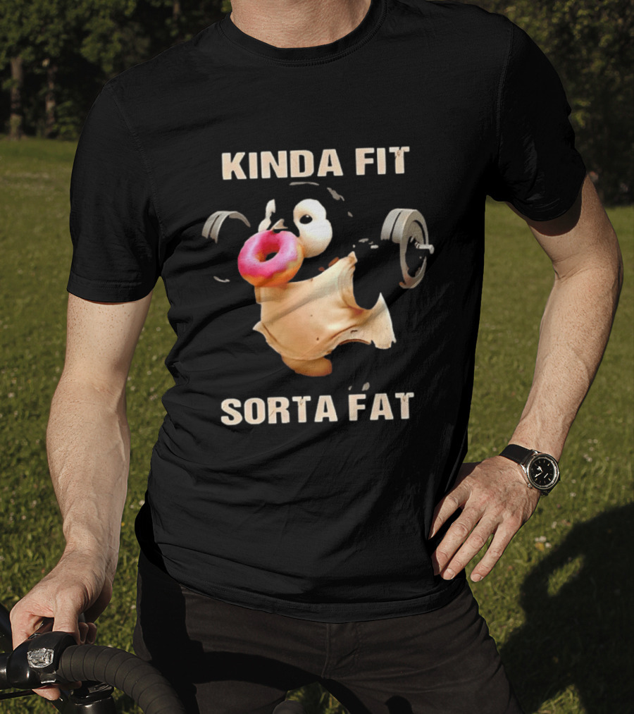 Kinda Fit Sorta Fat Penguin Deadlift Donut Fitness Humor T-Shirt
