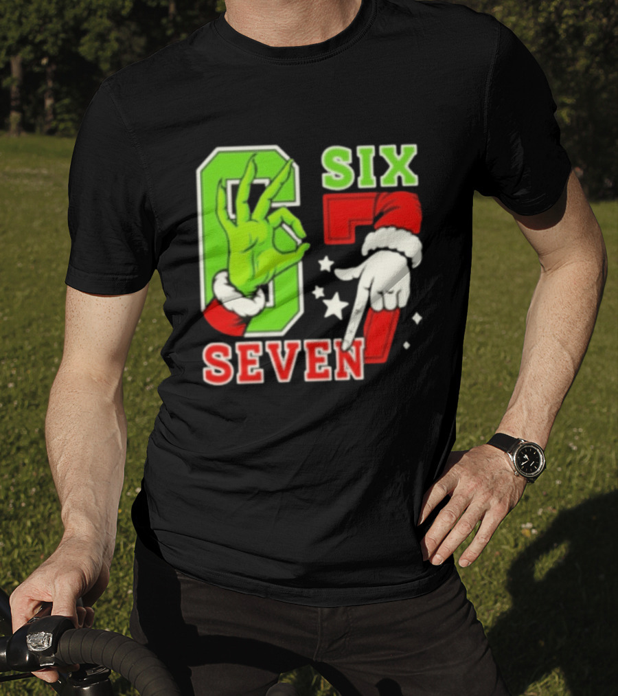 Grinch Santa 67 Six Seven Christmas TikTok Trending T-Shirt