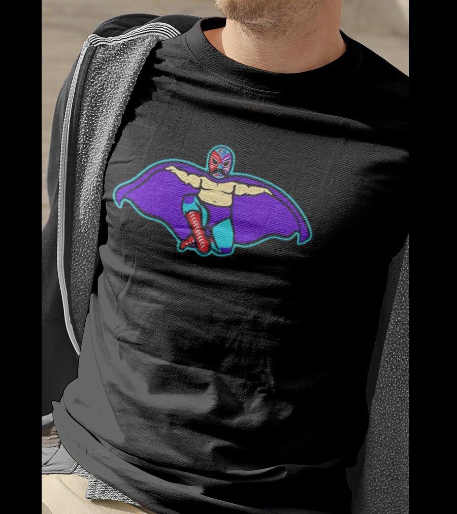 Hill City Howlers Baseball Luchadores Voladores Wrestler Cape Mask T-Shirt