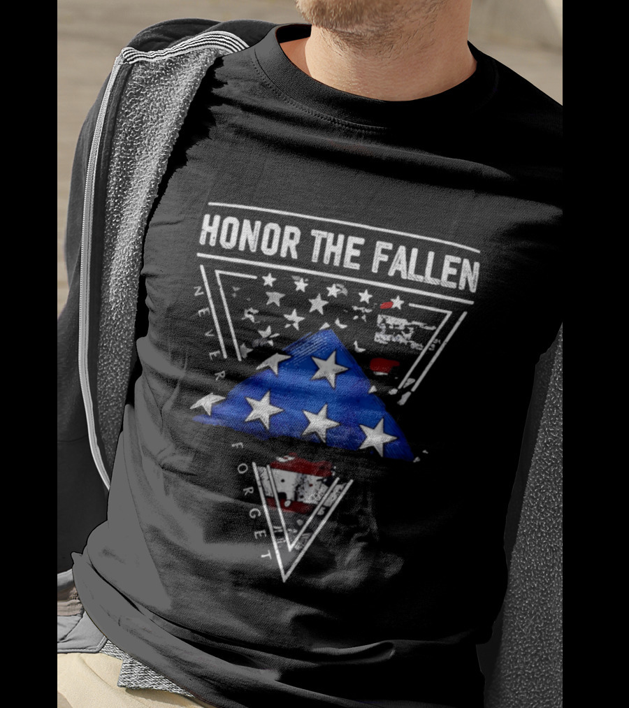 Honor The Fallen Never Forget 2026 Folded Flag Stars And Stripes T-Shirt