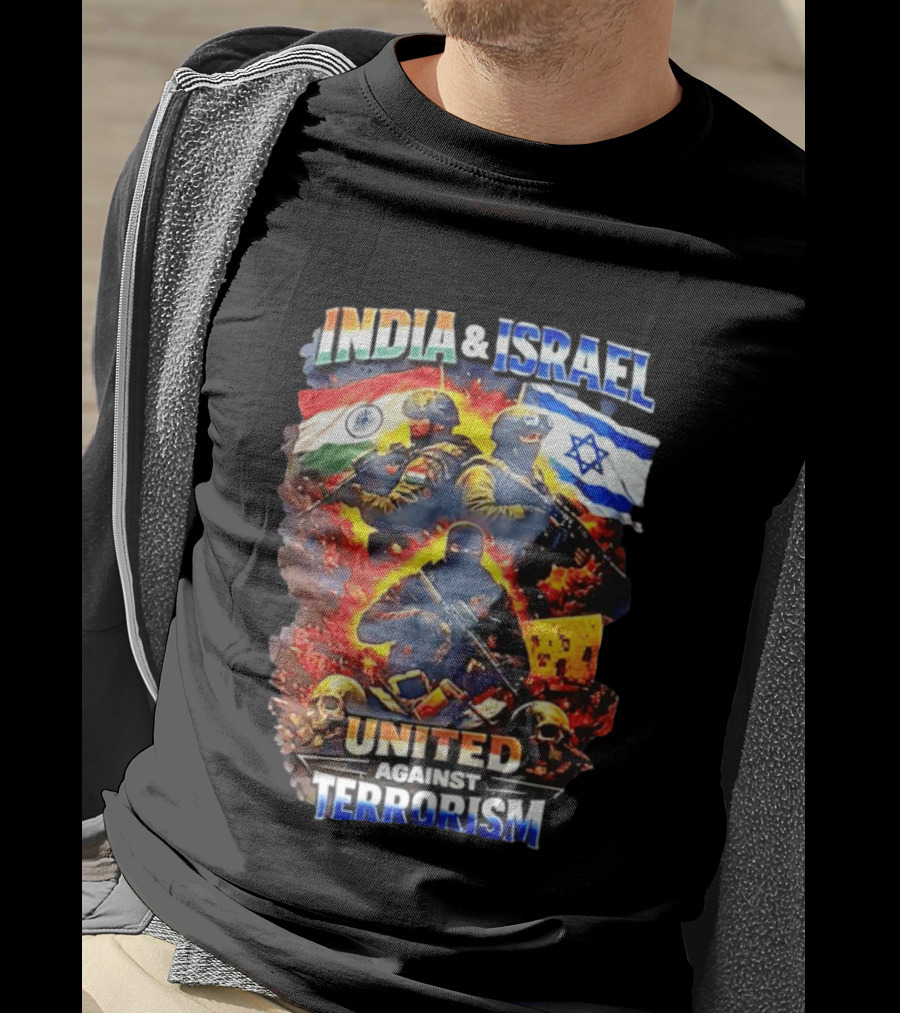 India And Israel Flags United Against Terrorism T-Shirt
