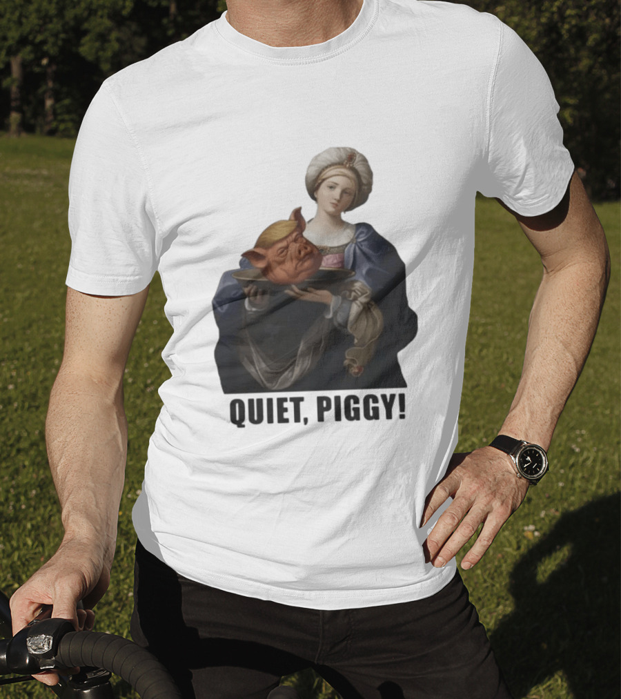 Original Saint Holding Pig Head Quiet Piggy Anti Trump T-Shirt