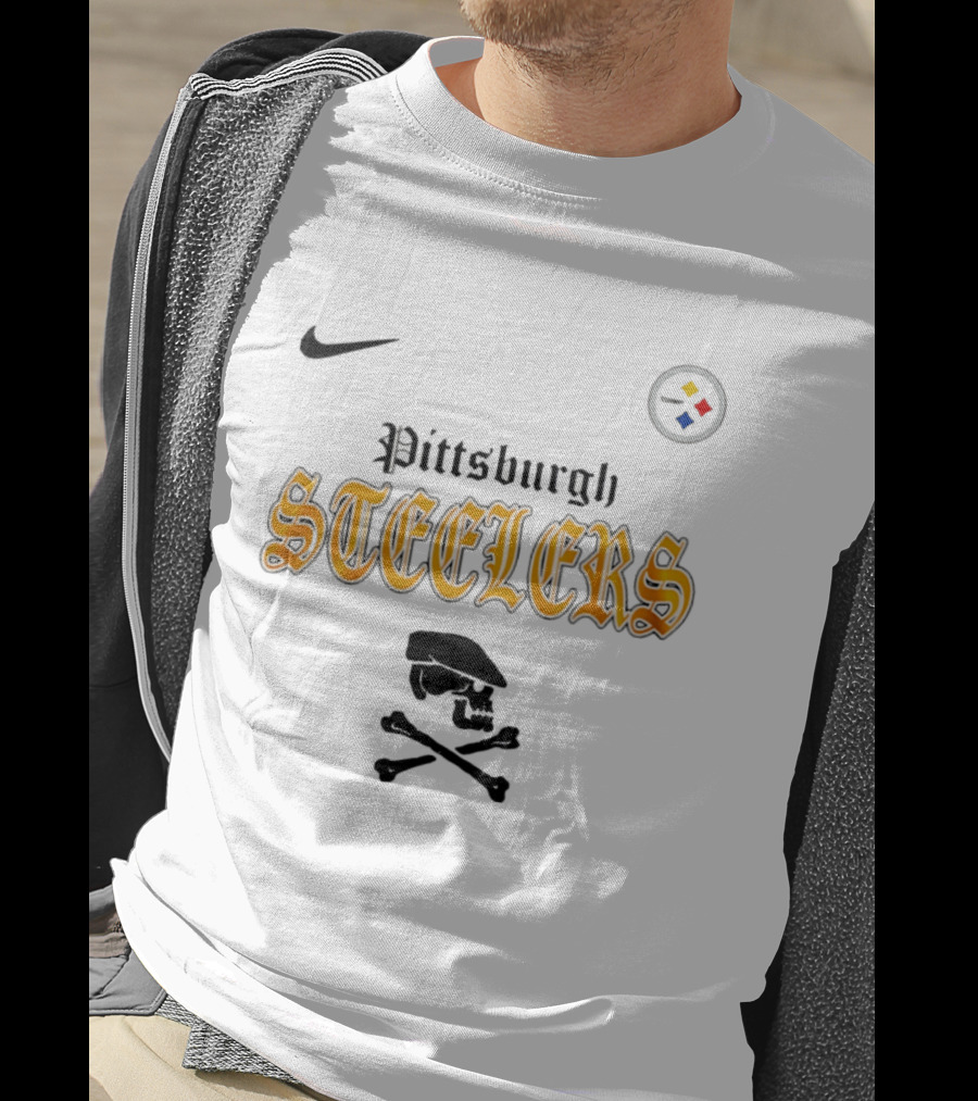 Pittsburgh Steelers Dropkick Murphys Skull Crossbones Collaboration Nike T-Shirt