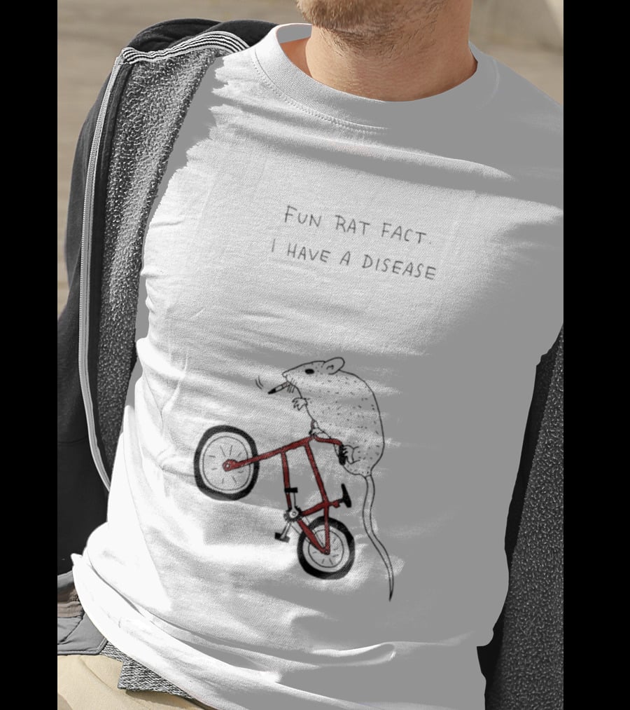 Fun Rat Fact I Have A Disease Rat On Bicycle T-Shirt