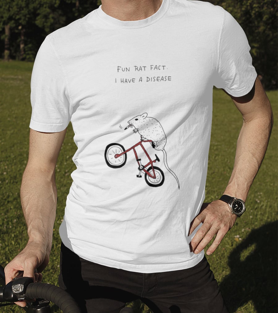 Fun Rat Fact I Have A Disease Rat On Bicycle T-Shirt
