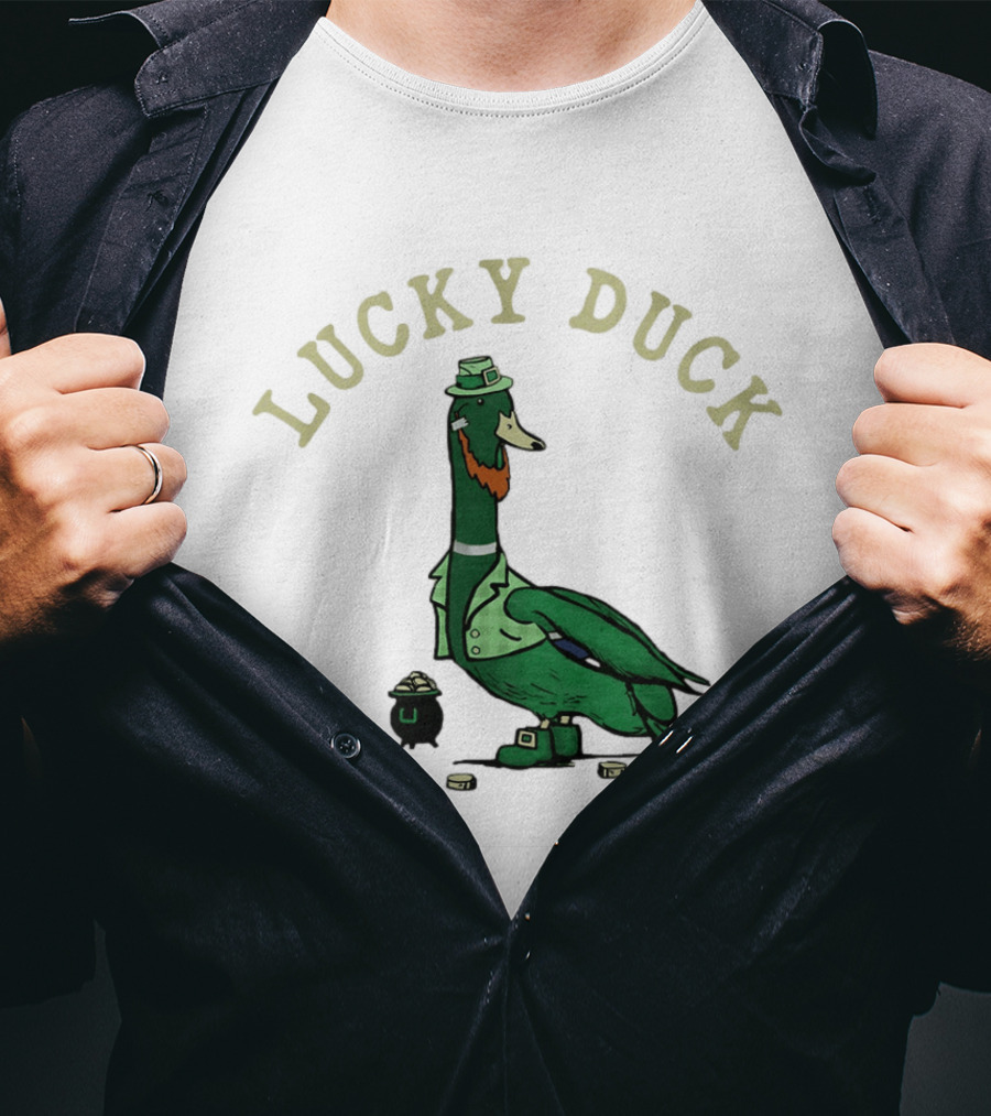 Lucky Duck St Patrick's Day Leprechaun Hat With Irish Coins T-Shirt