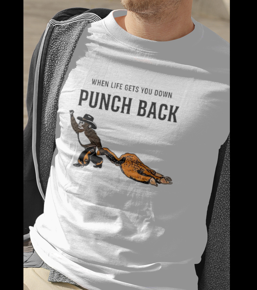 When Life Gets You Down Punch Back Meme Monkey Cowboy T-Shirt