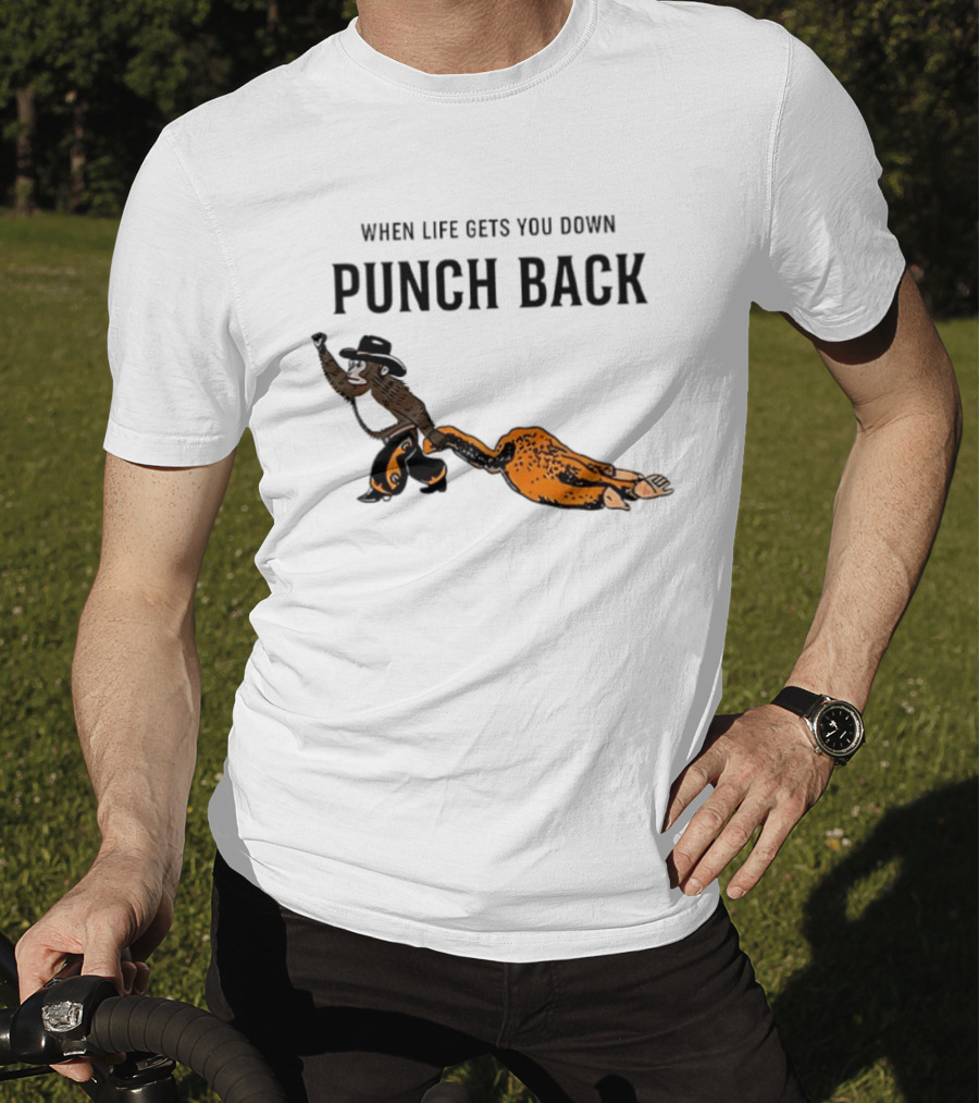 When Life Gets You Down Punch Back Meme Monkey Cowboy T-Shirt