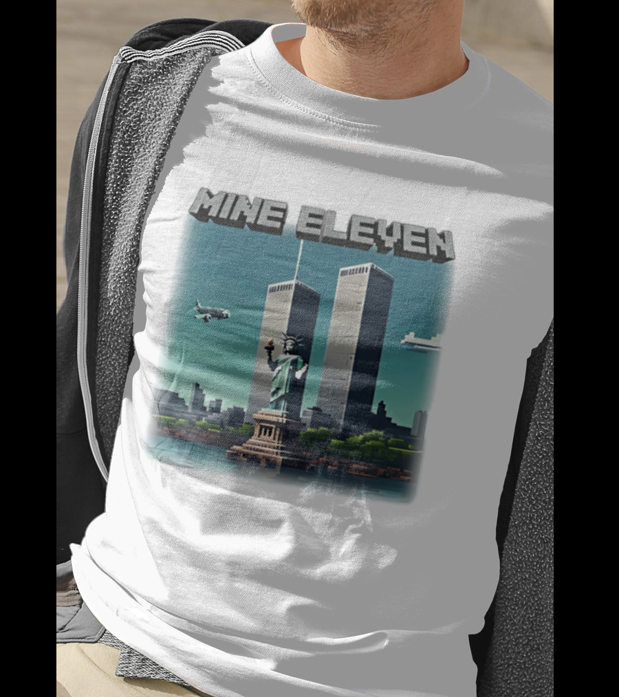 Mine Eleven Liberty Towers Tribute With Statue Of Liberty And Plane T-Shirt