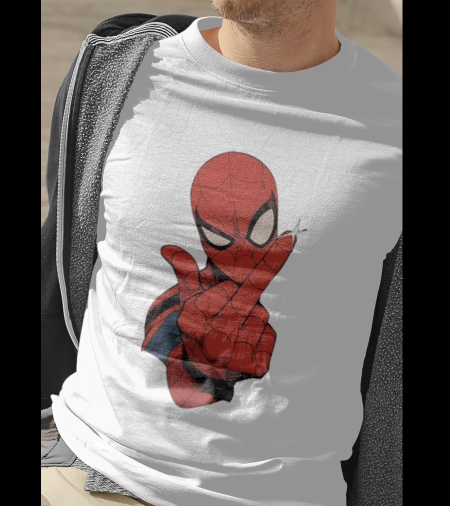 Spider Man Middle Finger Gesture Superhero Iconic Pose T-Shirt