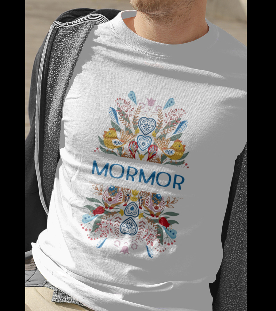 Mormor Swedish Folk Art With Colorful Birds And Floral Motifs T-Shirt
