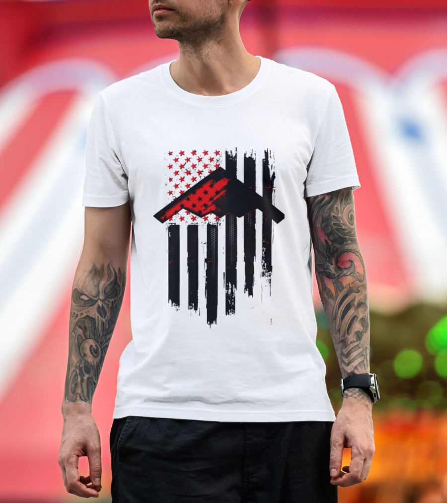 Sprit Carbon Onyx USA Flag Black Red Stars and Stripes T-Shirt