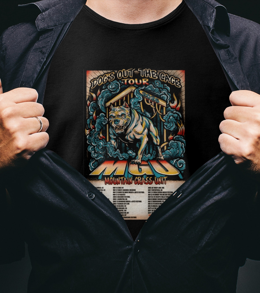Dog's Out The Cage Tour 2026 Mountain Grass Unit MGU T-Shirt