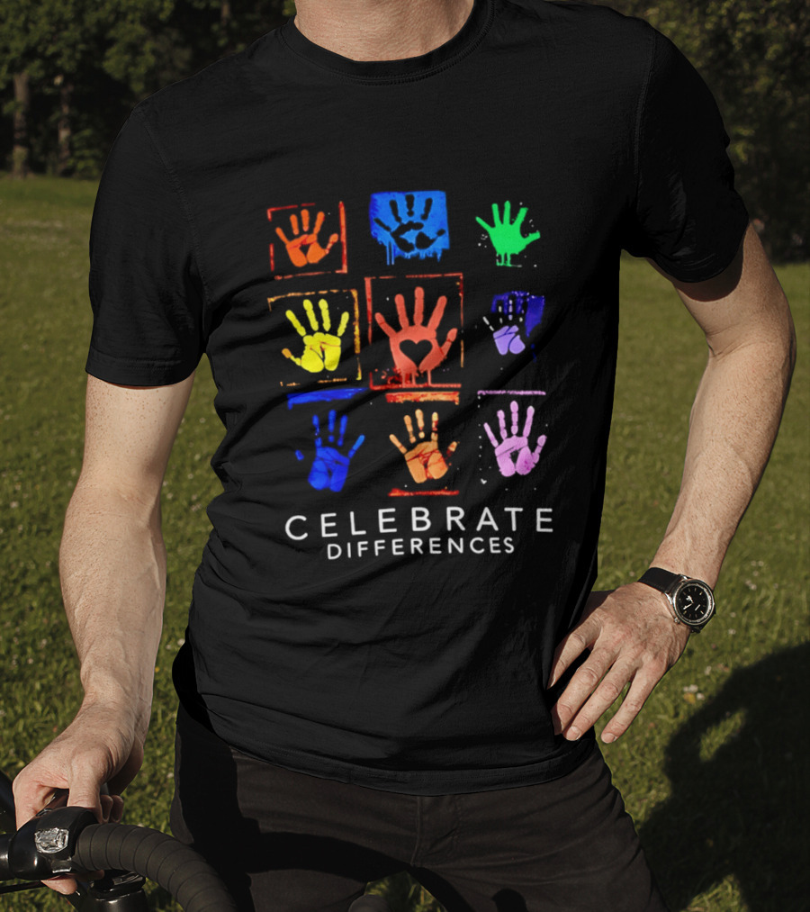 Celebrate Differences 2026 Multicolored Handprints Heart Inclusion Awareness T-Shirt