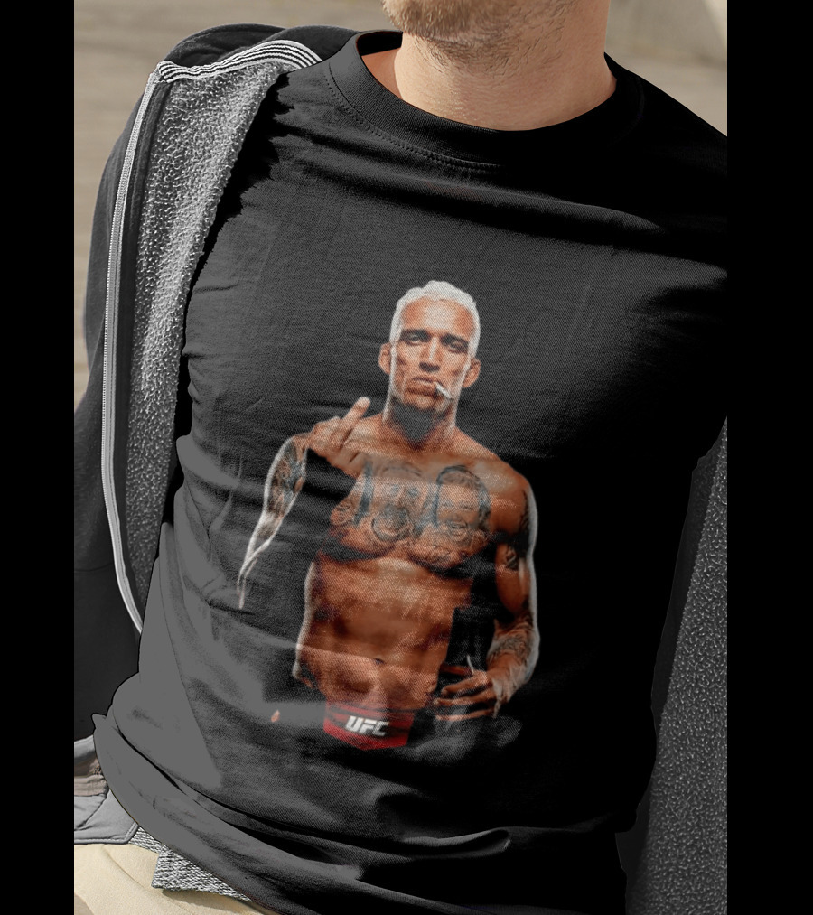 Charles Oliveira UFC Middle Finger Tattoo Smoking 2026 T-Shirt